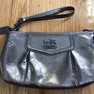 Coach Metallic Silver Wristlet